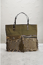 FWRD Renew Chanel Fringe Tote Bag in Green, view 2, click to view large image.