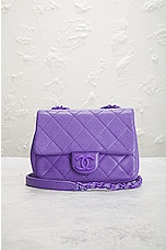 FWRD Renew Chanel Quilted Lambskin Shoulder Bag in Purple, view 2, click to view large image.