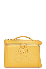 FWRD Renew Chanel Vintage Caviar CC Vanity Bag in Yellow, view 1, click to view large image.