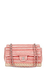 FWRD Renew Chanel Quilted Jute Chain Flap Shoulder Bag in Pink, view 1, click to view large image.