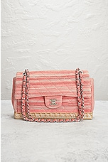 FWRD Renew Chanel Quilted Jute Chain Flap Shoulder Bag in Pink, view 2, click to view large image.