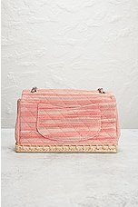 FWRD Renew Chanel Quilted Jute Chain Flap Shoulder Bag in Pink, view 3, click to view large image.