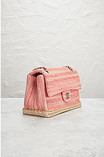 FWRD Renew Chanel Quilted Jute Chain Flap Shoulder Bag in Pink, view 4, click to view large image.