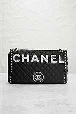 FWRD Renew Chanel Limited Edition Nylon Flap Bag in Black, view 3, click to view large image.