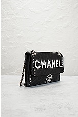 FWRD Renew Chanel Limited Edition Nylon Flap Bag in Black, view 4, click to view large image.