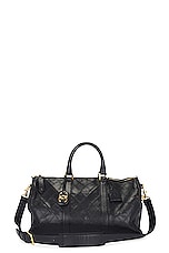 FWRD Renew Chanel Lambskin 2 Way Boston Bag in Black, view 1, click to view large image.