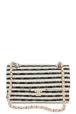 FWRD Renew Chanel Medium Quilted Sailor Double Flap Chain Shoulder Bag in Black & White, view 1, click to view large image.