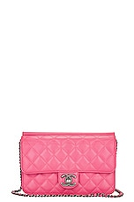 FWRD Renew Chanel Quilted Lambskin Wallet On Chain Bag in Pink, view 1, click to view large image.