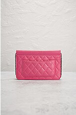 FWRD Renew Chanel Quilted Lambskin Wallet On Chain Bag in Pink, view 3, click to view large image.