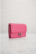 FWRD Renew Chanel Quilted Lambskin Wallet On Chain Bag in Pink, view 4, click to view large image.
