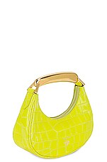 FWRD Renew TOM FORD Bianca Mini Hobo Bag in Acid Yellow Croc, view 3, click to view large image.