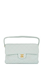 FWRD Renew Chanel Coco Mark Quilted Lambskin Doubleflap Handbag in Mint, view 1, click to view large image.