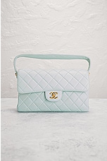FWRD Renew Chanel Coco Mark Quilted Lambskin Doubleflap Handbag in Mint, view 2, click to view large image.