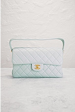 FWRD Renew Chanel Coco Mark Quilted Lambskin Doubleflap Handbag in Mint, view 3, click to view large image.