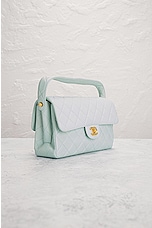 FWRD Renew Chanel Coco Mark Quilted Lambskin Doubleflap Handbag in Mint, view 4, click to view large image.