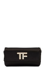 FWRD Renew TOM FORD Satin Crystal Small Shoulder Bag in Black, view 2, click to view large image.