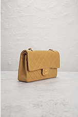 FWRD Renew Chanel Medium Quilted Lambskin Classic Double Flap Shoulder Bag in Beige, view 4, click to view large image.
