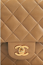 FWRD Renew Chanel Medium Quilted Lambskin Classic Double Flap Shoulder Bag in Beige, view 6, click to view large image.