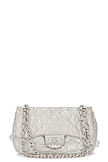 FWRD Renew Chanel Lambskin Icy Cool Flap Bag in Silver, view 1, click to view large image.