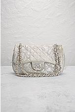 FWRD Renew Chanel Lambskin Icy Cool Flap Bag in Silver, view 2, click to view large image.