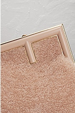 FWRD Renew Fendi Shearling First Bag in Beige, view 6, click to view large image.