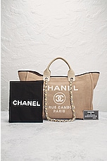 FWRD Renew Chanel Deauville GM 2 Way Tote Bag in Beige, view 10, click to view large image.