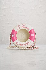 FWRD Renew Chanel Cruise Line Float Chain Shoulder Bag in Pink, view 2, click to view large image.