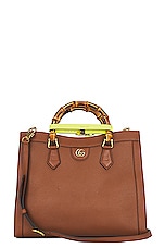 FWRD Renew Gucci Diana Bamboo Leather Handbag in Brown, view 1, click to view large image.