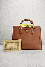 FWRD Renew Gucci Diana Bamboo Leather Handbag in Brown, view 10, click to view large image.