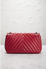 FWRD Renew Chanel Quilted V Stitched Chevron Lambskin Shoulder Bag in Red, view 3, click to view large image.