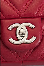 FWRD Renew Chanel Quilted V Stitched Chevron Lambskin Shoulder Bag in Red, view 6, click to view large image.