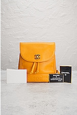 FWRD Renew Chanel Triple Coco Caviar Chain Backpack in Orange, view 10, click to view large image.
