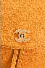 FWRD Renew Chanel Triple Coco Caviar Chain Backpack in Orange, view 6, click to view large image.