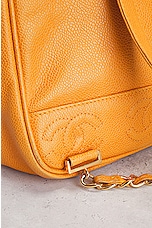 FWRD Renew Chanel Triple Coco Caviar Chain Backpack in Orange, view 7, click to view large image.