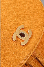 FWRD Renew Chanel Triple Coco Caviar Chain Backpack in Orange, view 9, click to view large image.