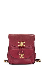 FWRD Renew Chanel Caviar Turnlock Backpack in Burgundy, view 1, click to view large image.