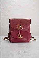 FWRD Renew Chanel Caviar Turnlock Backpack in Burgundy, view 2, click to view large image.