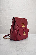 FWRD Renew Chanel Caviar Turnlock Backpack in Burgundy, view 4, click to view large image.