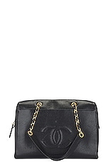 FWRD Renew Chanel Coco Mark Caviar Chain Tote Bag in Black, view 1, click to view large image.
