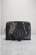 FWRD Renew Chanel Coco Mark Caviar Chain Tote Bag in Black, view 2, click to view large image.