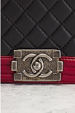 FWRD Renew Chanel Large Boy Lambskin Shoulder Bag in Black & Red, view 6, click to view large image.