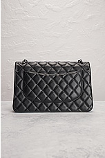 FWRD Renew Chanel Jumbo Lambskin Double Flap Shoulder Bag in Black, view 3, click to view large image.