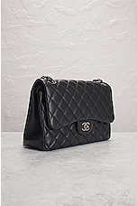 FWRD Renew Chanel Jumbo Lambskin Double Flap Shoulder Bag in Black, view 4, click to view large image.