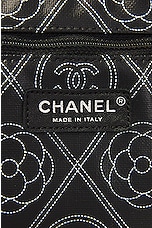 FWRD Renew Chanel Camellia Coated Canvas Tote Bag in Black, view 5, click to view large image.