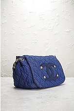 FWRD Renew Chanel Quilted Nylon Flap Shoulder Bag in Blue, view 4, click to view large image.
