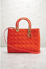 FWRD Renew Dior Wool Cannage Lady Handbag in Orange, view 2, click to view large image.