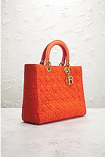 FWRD Renew Dior Wool Cannage Lady Handbag in Orange, view 4, click to view large image.