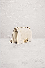 FWRD Renew Chanel Medium Boy Leather Shearling Shoulder Bag in White, view 4, click to view large image.