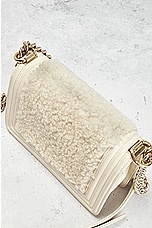 FWRD Renew Chanel Medium Boy Leather Shearling Shoulder Bag in White, view 9, click to view large image.
