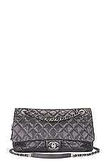 FWRD Renew Chanel Metallic Quilted Caviar Flap Shoulder Bag in Grey, view 1, click to view large image.